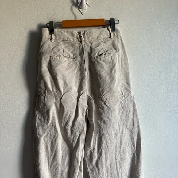Aritzia Wilfred Sz 4 Effortless Linen Cream Tailored Office Pants - Picture 5 of 13